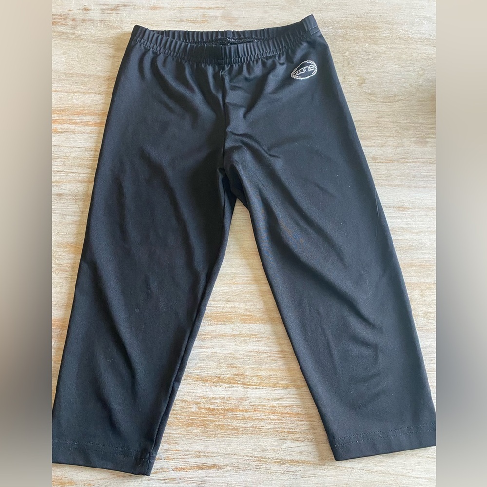 Gymnastics warm up capris / capri leggings - black - youth large